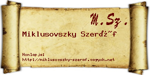 Miklusovszky Szeráf névjegykártya